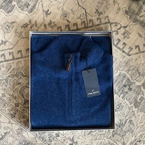 Daniel Hechter Navy Blue 100% Cashmere 1/4 Zip Sweater NWT